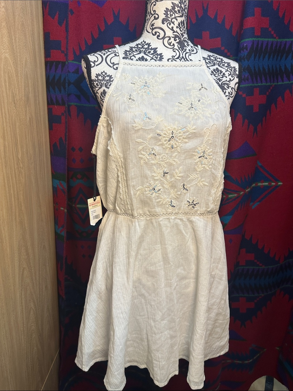 Idyllwind Cream Embroidered Halter Sundress